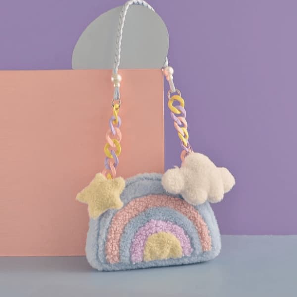 Macaron Rainbow Plush Crossbody Bag